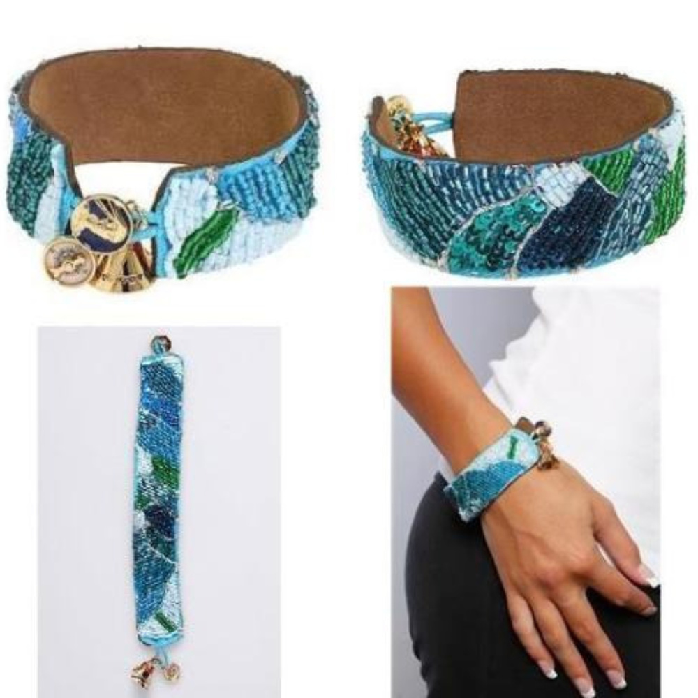 5pc LOT DISNEY COUTURE POCAHONTAS LEATHER 14KT GP CHARM BRACELETS (HANDMADE)~NEW